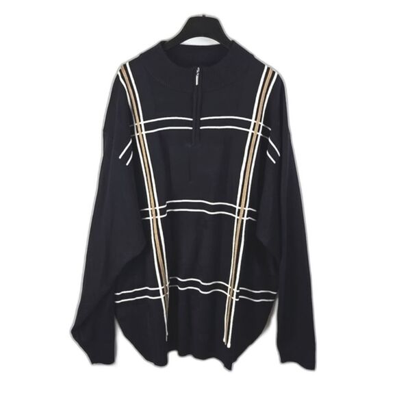 Stacy Adams Other - Stacy Adams Navy Blue Tan Plaid Quarter Zip Pullover Sweater Sz 5X